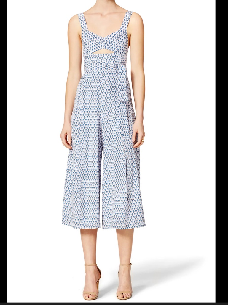 Rebecca Taylor Cutout Tulip Floral Sleeveless Wide-Leg Jumpsuit Navy Sz 2